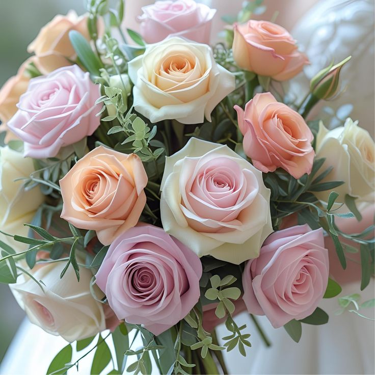Romantic rose bouquet in soft pink tones